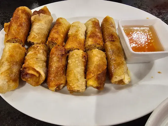 Spring roll at Orchid Garden Saskatoon - crispy Vietnamese spring roll with dipping sauce